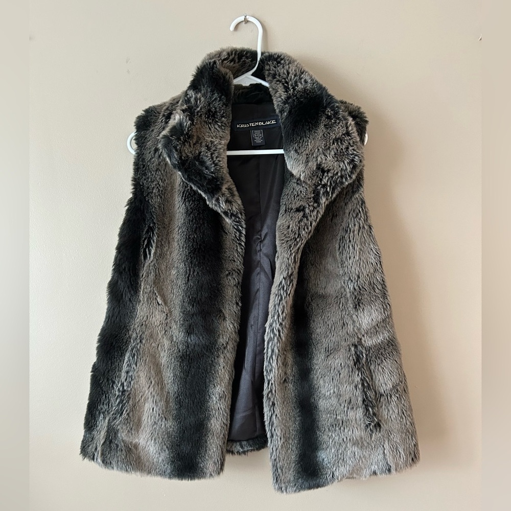 Kristen Blake Faux Fur Brown and Tan Vest Women’s size Small